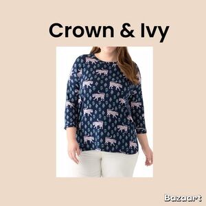 Crown & Ivy Women’s Oversized Terry Shirt Size 3X NWT